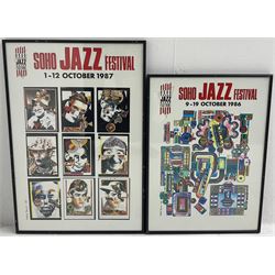Sir Eduardo Paolozzi CBE RA (Scottish 1924-2005): 'Soho Jazz Festival 1987 and 1986', two exhibition posters 66cm x 45cm and 55cm x 40cm, respectively (2)