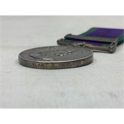 Elizabeth II General Service Medal with Northern Ireland clasp awarded to 24197417 Pte. S.P. Moylan R. Anglian; with ribbon