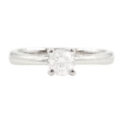 18ct white gold diamond ring, single stone round brilliant cut diamond of approx 0.30 cara...