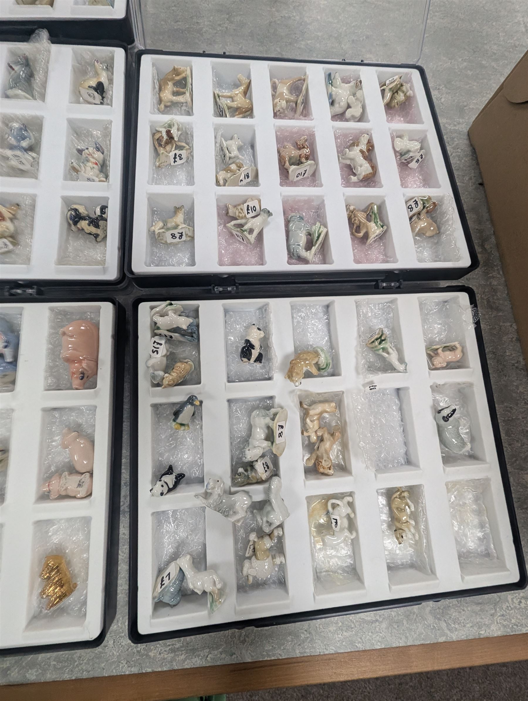 Large collection of Wade Whimsies, including Happy Family, Water Life, KP Friars, Whoppahs, etc