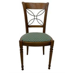 Ernest Menard - cherry wood and wrought metal dining table with glass top, and set six matching dining chairs