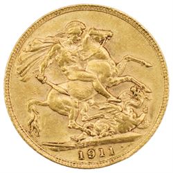 King George V 1911 gold full sovereign coin