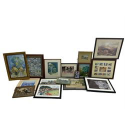 Collection prints after Cecil Aldin, together with box of watercolours, oils and prints (qty)