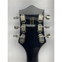 Gretsch Electromatic semi-acoustic guitar model G5129 in black and red with Bigsby tremolo, serial no.KS05063904; L105cm; in fitted hard carrying case
