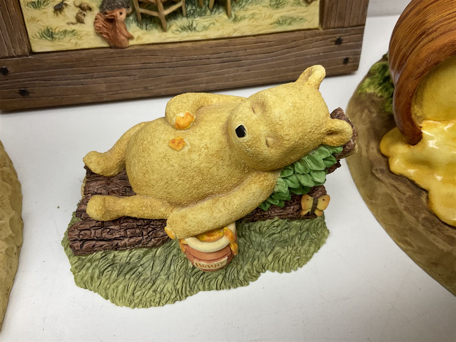 Border Fine Arts Winnie the Pooh figures, to include Large Pooh with Honey Pots, Large Eeyore, Pooh Party Wall Plaque and five figures from the Classic Pooh series, large pooh H42cm 