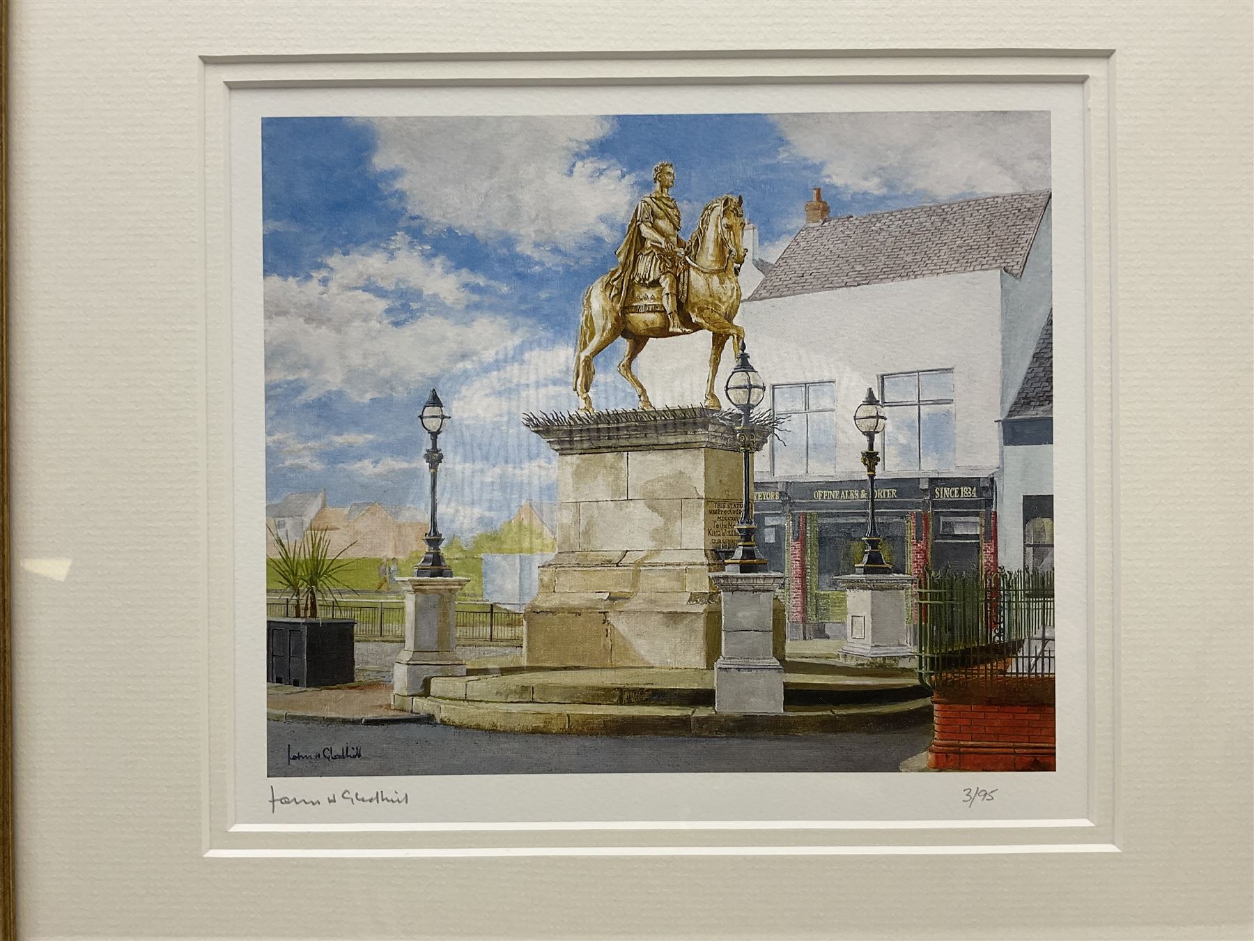 John Gledhill (British Contemporary): 'King Billy' - King William III Statue Hull, limited edition print signed and numbered 3/95 in pencil 20cm x 23cm; Hannah Charlton (British Contemporary): 'Tiger King', limited edition print signed titled and numbered 1/150 in pencil 23cm x 30cm (2)