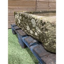 19th century shallow carved stone trough - THIS LOT IS TO BE COLLECTED BY APPOINTMENT FROM DUGGLEBY STORAGE, GREAT HILL, EASTFIELD, SCARBOROUGH, YO11 3TX