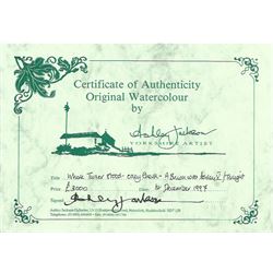 Ashley Jackson (Yorkshire 1940-): 'Where Turner Stood - Otley Chevin', watercolour signed, titled on accompanying certificate of authenticity 41cm x 55cm
Provenance: Purchased directly from the artist as part of his TV series 'A Brush with Ashley'