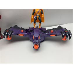 Group of early 90s Marvel/DC Comics toys; 1993 Kenner Batmobile with original Batman figure and plane; Marvel Comics Spider-Man 1994 Web of Steel series Hobgoblin Wing Bomber, incomplete Daily Bugle Playset and Scorpion; assorted figurines and later accessories 