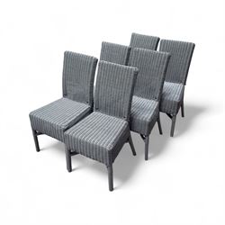 Six painted Lloyd Loom style garden wicker chairs