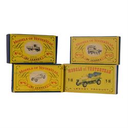 Thirty-four Matchbox/Lesney Models of Yesteryear diecast models, including Lesney No. 12 Horse Bus, No. 3 Tramcar, No.6 Supercharged Bugatti Type 35, No.2 London Bus and No.4 Shand Mason Horse Drawn Fire Engine, twenty-six boxed, eight loose