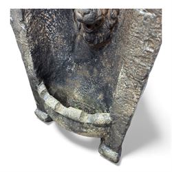 Cast stone fountain with lion mask