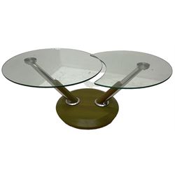 Contemporary circular extending glass top coffee table