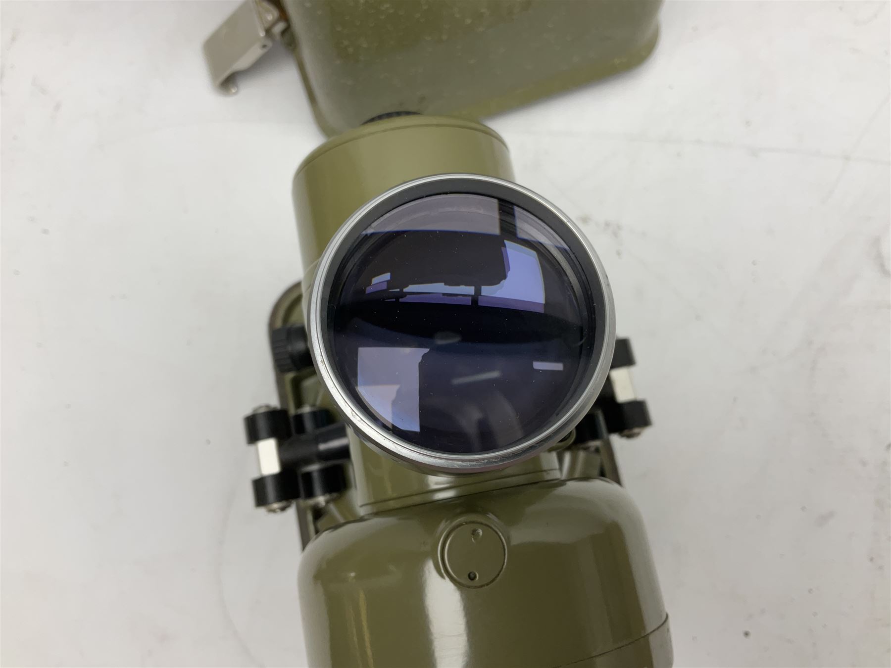 Swiss Kern K1-RA engineer's self-reducing tachymeter theodolite, serial no.197914, with metal cover; Hilger & Watts Ltd. theodolite, serial no.114671, with tool set and metal over; Cooke Troughton & Simms Ltd. tilting level, serial no.SO377O3; uncased; and mahogany hinged  measuring staff (4)