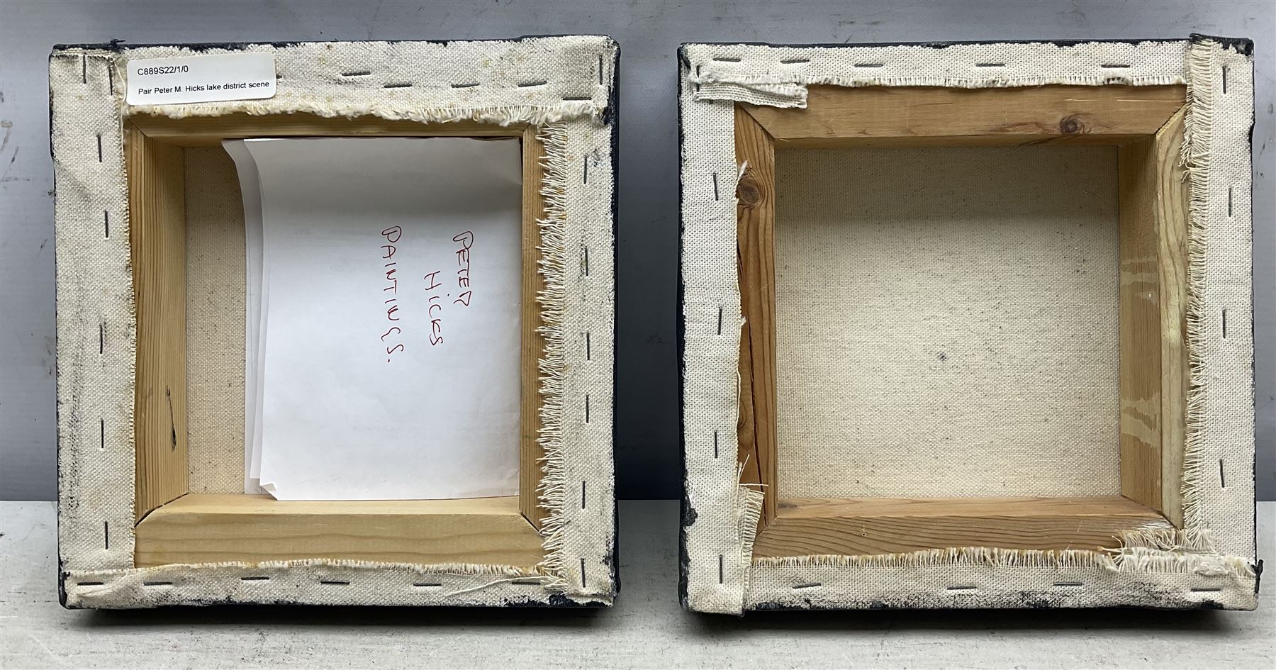 Peter Michael Hicks (British 1937-): Lake District Scenes, pair oils on canvas signed 20cm x 20cm (2) (unframed) 
Provenance: purchased David Duggleby Ltd 9th September 2016 Lot 342