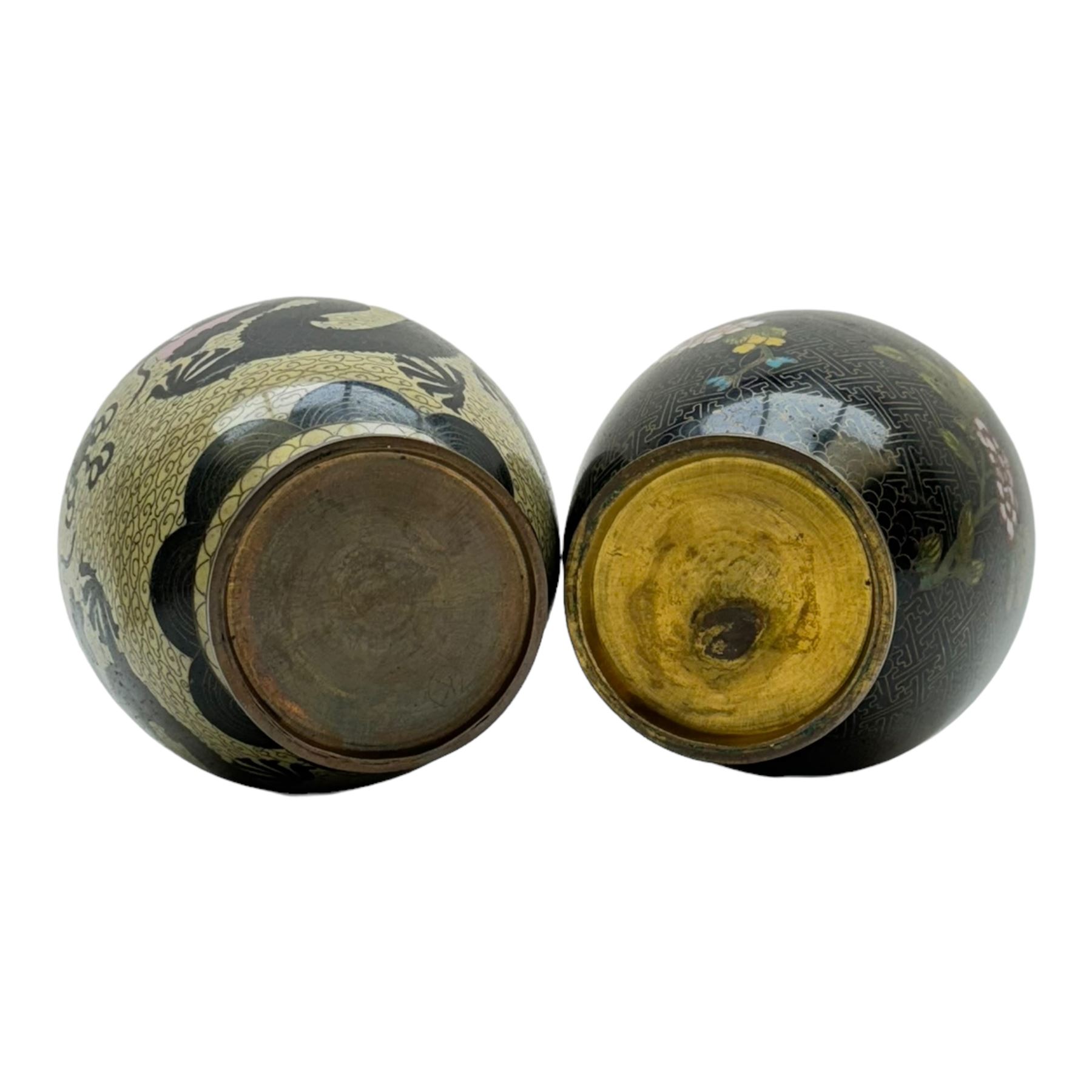 Group of four Chinese cloisonné vases, together with four cloisonné dishes, vases H24cm