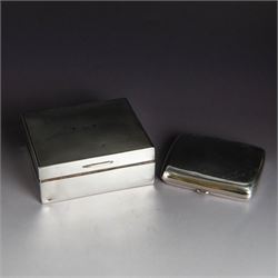 Edwardian silver cigarette case, of rectangular curved form with presentation engraving to...