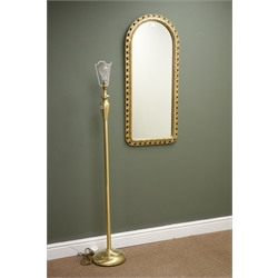 Brushed metal finish standard lamp (H134cm) and a gilt framed mirror (W45cm, H102cm) (2)  