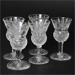 Edinburgh Crystal Thistle pattern suite of glass for ten, comprising champagne, white wine, red wine, brandy balloons, sherry, port and tumblers 