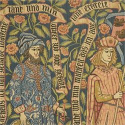 French 20th century Louvieres tapestry, 'Les Chevaliers' or 'The Knights', after a 15th century example,  130cm x 205cm