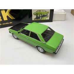 KK Scale Germany - two 1:18 scale die-cast models comprising Audi 80 GTE and BMW 3.0S; both limited edition of 1000; together with Guiloy 1:18 scale die-cast model Aston Martin DB7; all boxed (3)