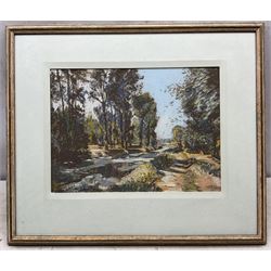 Margaret Glass (British 1950-): 'Near Coulon', pastel signed with initials and dated '91, titled on label verso 27cm x 36.5cm