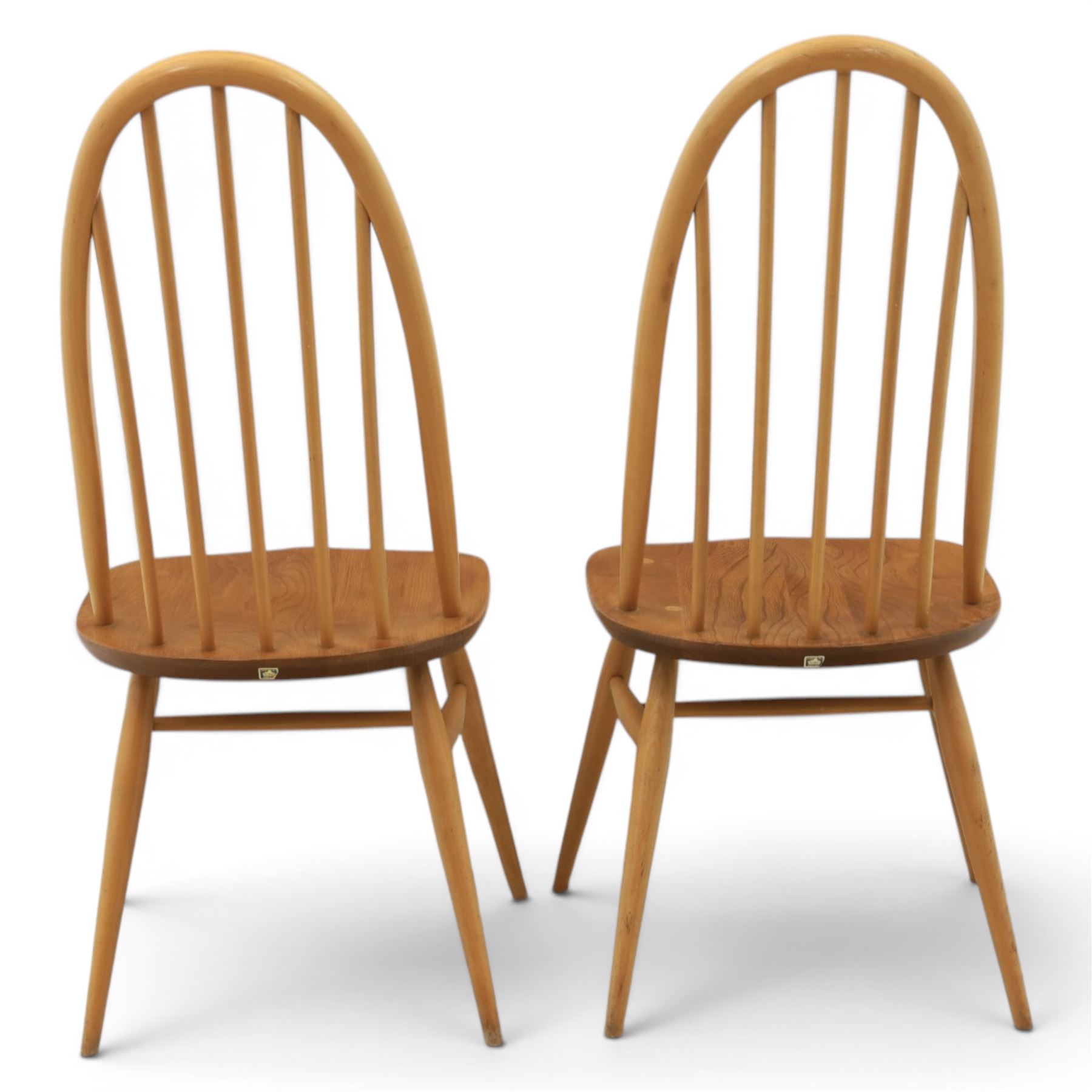 Ercol - set of four light elm chairs, comprising two 'Quakers' and two 'Windsor' chairs