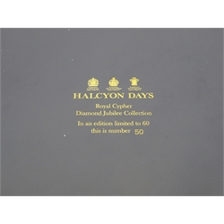  Halcyon Days Diamond Jubilee enamel box, of rectangular form with certificate and original box and outer cover, L14cm   