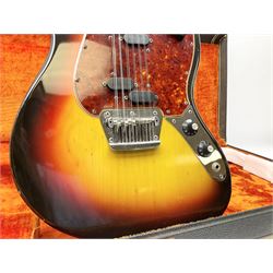 Fender three-tone Sunburst 12-string electric guitar c1965/6 Fullerton USA, with alder body and maple neck, the Indian rosewood fretboard with twenty-one frets and pearloid dot markers, fender electric XII bridge, F-stamp tuners (non-original), two split single coil pick-ups, master volume and tone and four-way switch, serial no.129730, L108cm; in original Fender case bearing label for Rivington Guitars New York with copy of original invoice; together with GuitarKes set-up and service certificate dated October 2021
