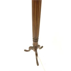 Victorian style Mahogany standard lamp, carved detailing on turned central column, raised on cabriole supports 