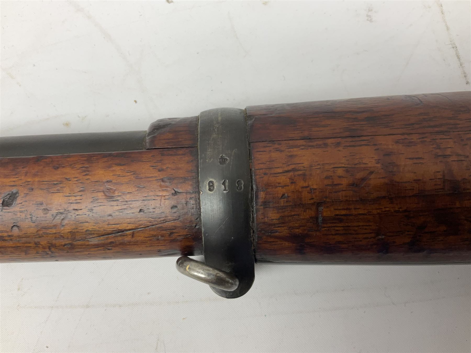 Early 20c Swedish 6.5mm bolt-action service rifle inscribed Carl Gustafs Stads Gevarsfaktori 1904; with 74cm barrel and original Model 1896 knife bayonet with scabbard No.149918 L149cm overall. Deactivated to early specification so requires re-deactivation to modern standards SECTION 1 RFD ONLY