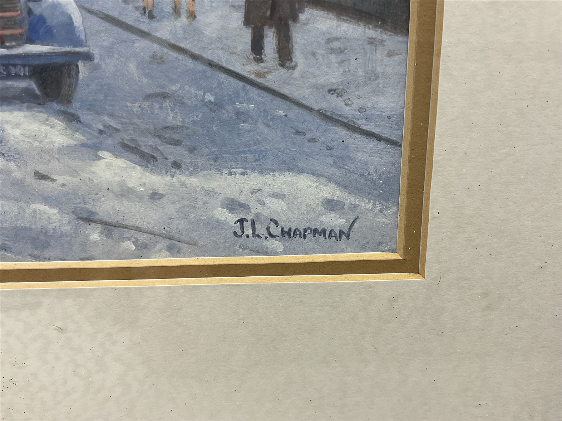 John Lewis Chapman (British 1946-): Yorkshire Penny Bank in the Snow - Leeds, gouache signed 24cm x 34cm