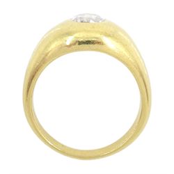 Early 20th century 18ct gold gypsy set, single stone transitional cut diamond ring, diamond approx 0.60 carat