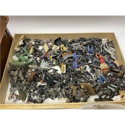 Large variety of predominantly metal miniature soldiers, a mixture of painted and non-painted figures, to include examples of American, British and European soldiers 