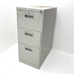 Three drawer filing cabinet, W46cm, H105cm, D73cm