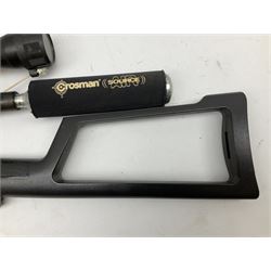 Crosman .22 air rifle with gas cylinder, model AS2250, with bolt action, skeleton stock, moderator and Hawke 4x32 telescopic sight with infra red facility, serial no.803B11493, L88.5cm