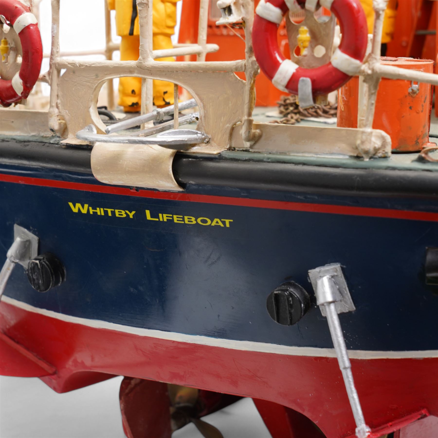 Model of the Whitby Severn Class lifeboat 'George and Mary Webb' on stand L90cm
