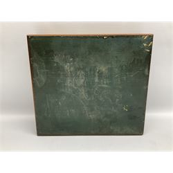 Victorian silver plated dessert set by Elkington & Co for twelve place settings, each reeded handle with vacant cartouche, each with Elkington & Co mark, date letter for 1861, and registration lozenge, contained within a mahogany case with vacant brass cartouche to the hinged cover, opening to reveal a Royal blue baize lined interior with removable tray, case H6cm W29.5cm D26.5cm