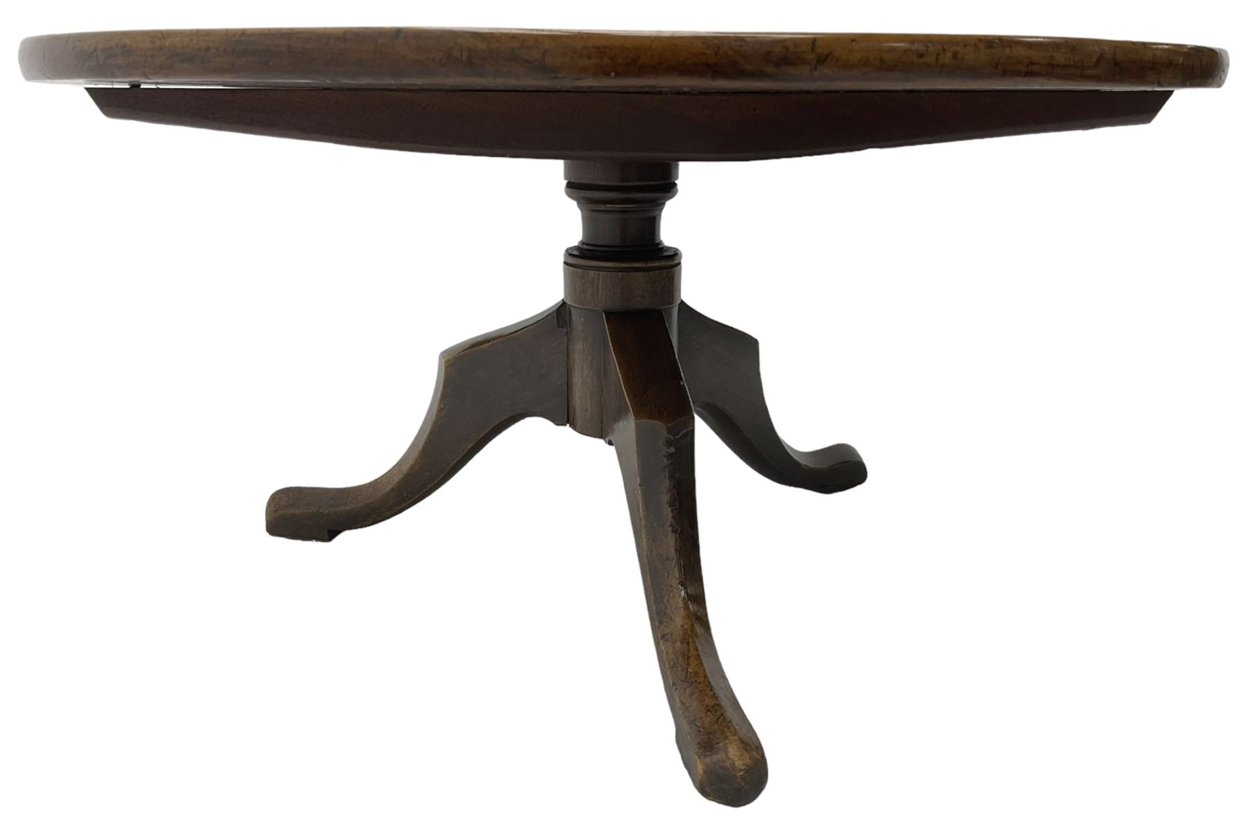 19th century mahogany low occasional or coffee table, circular tilt-top over tripod base