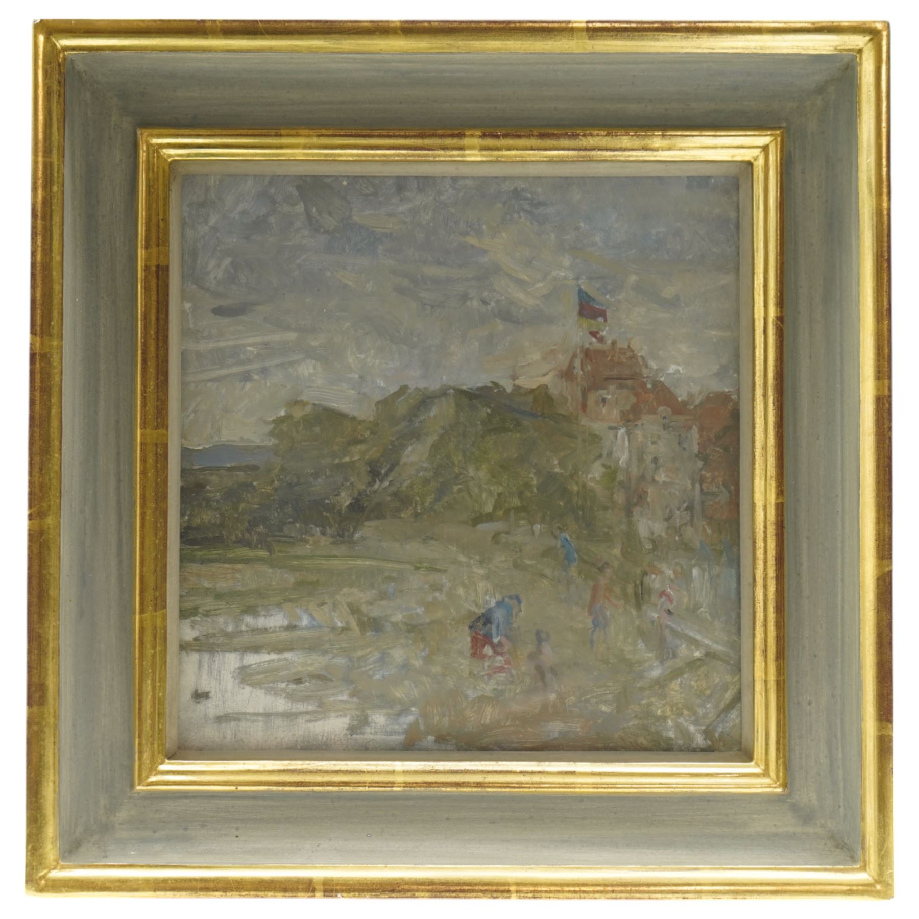 Peter Greenham (British 1909-1992): 'Returning Home - Brittany', oil on board unsigned, titled on new gallery exhibition label verso 23cm x 23cm
Provenance: exh. New Grafton Gallery, London, ex collection of the artist's widow