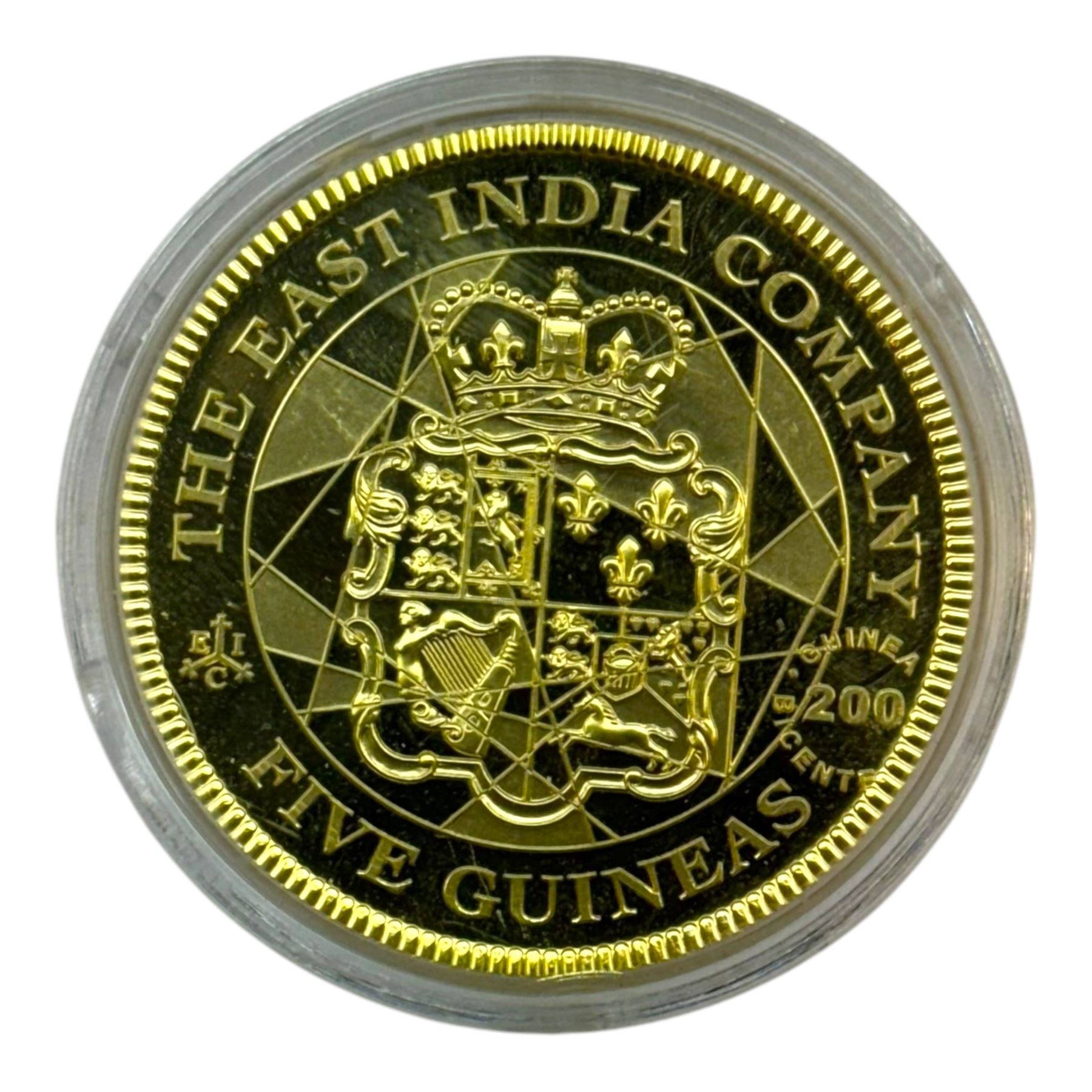 Queen Elizabeth II St Helena 2016 'Five Guinea Bicentenary Edition' gold proof five pound coin, cased with The East India Company London certificate
