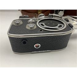 Paillard Bolex B8SL cine camera body, with 'YVAR 1:2.8 f=36mm' lens, serial no. 601426 and 'YVAR 1:1.9 f13mm' lens, serial no. 8048599, in fitted leather carrying case, together with Paillard Bolex D8L cine camera body, with turret for interchangeable lenses, 'YVAR 1:2.8 f=36mm' lens, serial no 839093, YVAR 1;1.9 f=13mm' lens serial no.817936 and Pizar 1;1.9 f=5.5mm' lens, serial no.845939 in fitted leather carry case  