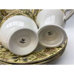 Wedgwood Floral Tapestry Pattern part tea and dinner service, including four tea cups and saucers, two coffee cans and saucers, four soup bowls, four bowls, four open tureens, meat platter etc (35)