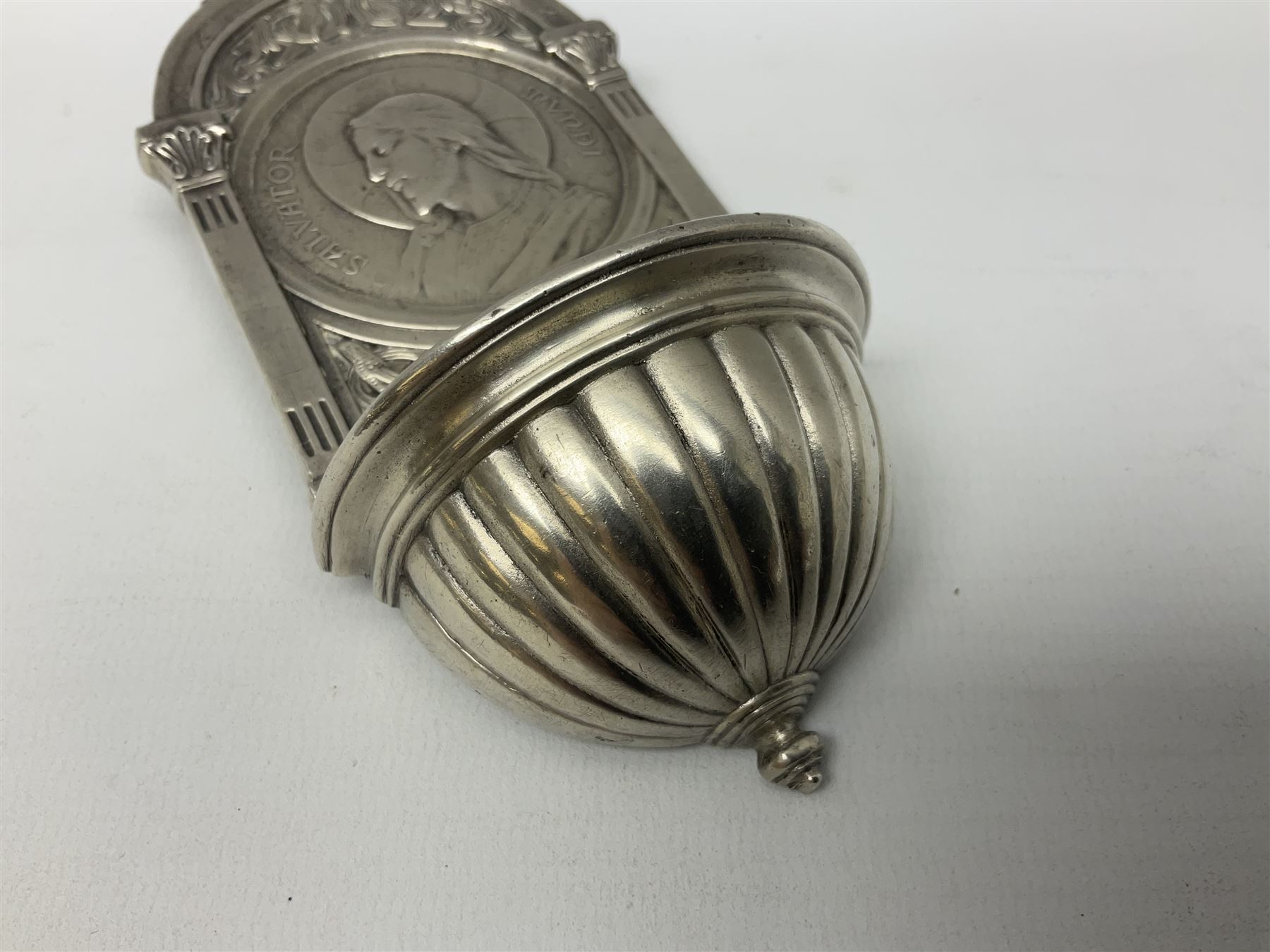 Small American silver plated font, stamped verso Gorham Co, H15cm
