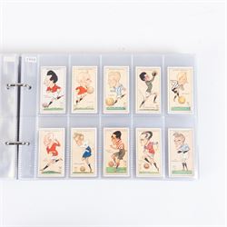 Collection of Edwardian and later Football related trading and cigarette cards, including forty-nine of fifty 1906 Ogden's Football Club Colours, 1922 PALS Footall series, ninety of one hundred 1925 Gallaher Famous Footballers, complete set of forty-four 1926 Ogden's Captains of Association Football Clubs and Colours, complete set of fifty 1927 Players Football Caricatures by MAC,  complete set of fifty 1927 Players Football Caricatures by RIP,  complete set of fifty 1930 Players Association Cup Winners, complete set of 50 1933 Ogdens AFC Nicknames etc, housed in brown cigarette card album