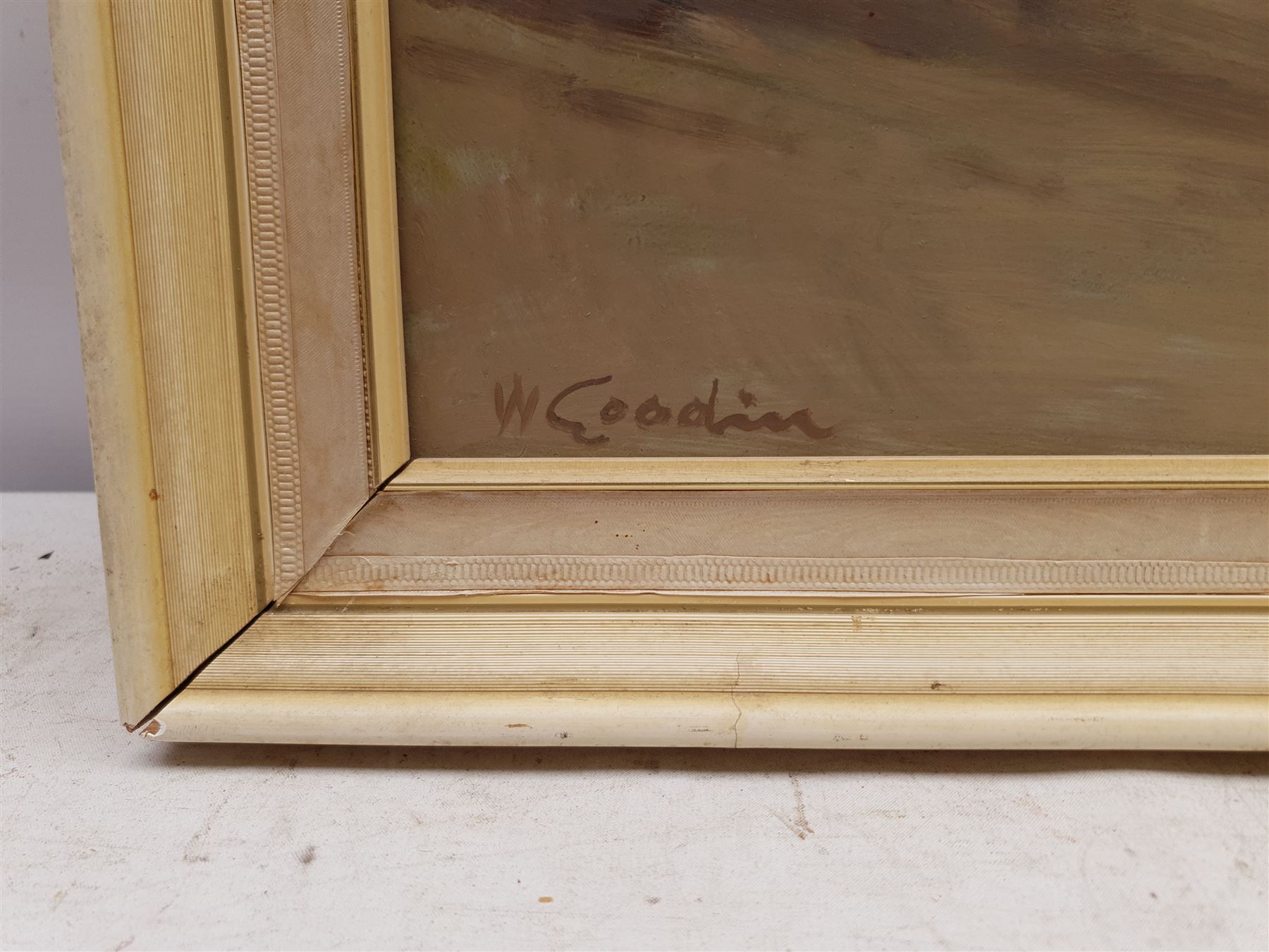 Walter Goodin (British 1907-1992): Cobles at North Landing Flamborough, oil on board signed 59cm x 74cm