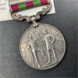 Victoria India Medal with Tirah 1897-98 and Punjab Frontier 1897-98 clasps awarded to 367H Pte. W. Simonds 1/Duke of Cornwall's Light Infantry; with ribbon