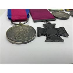 Seven copies of early medals - Waterloo, Crimea, Mediterranean, China 1900, Victoria Cross, Natal Rebellion and Tibet 1903-4; all with ribbons (7)