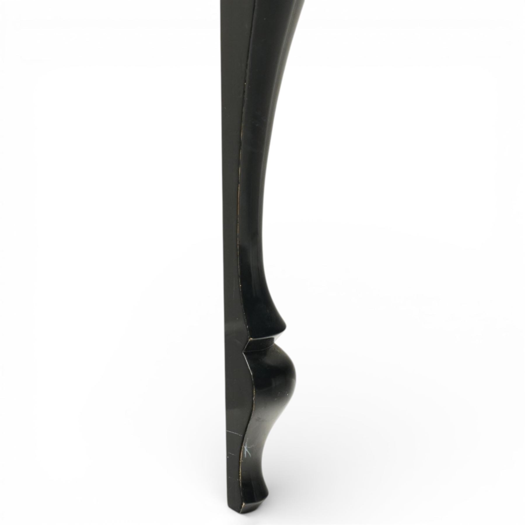 John Reeves (1981-) for Heal’s - ebonised ‘Louis’ dining table, with inset glass top, laminated rubberwood frame finished with a tough glossy polyurethane finish, raised on shaped supports