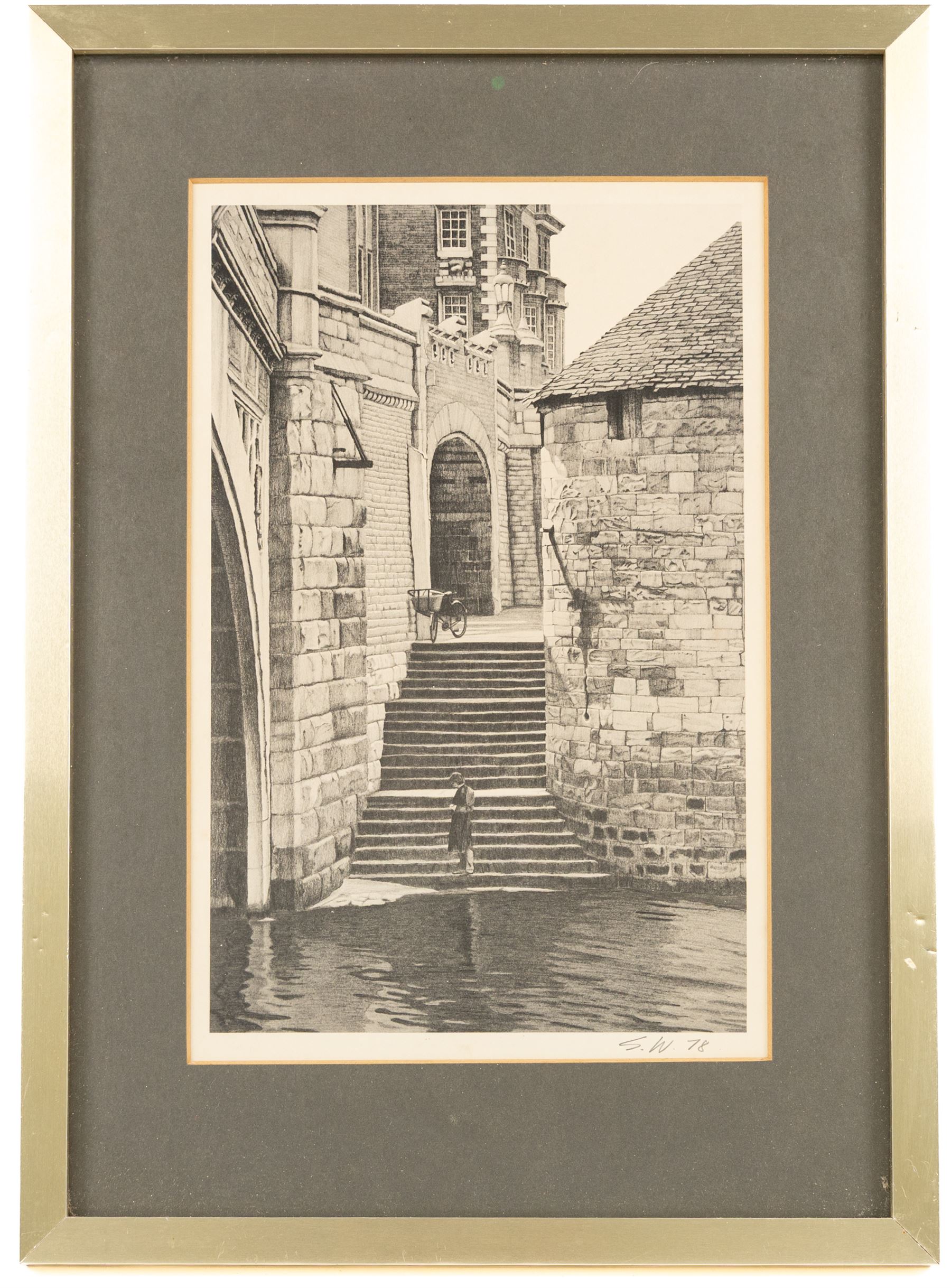 Stuart Walton (Northern British 1933-): York Minster from Precentor's Court, The Shambles - York, View of Lendal Bridge from Dame Judy Dench Walk and Steps Leading from Wellington Row beneath Lendal Bridge to the River Ouse, set of four prints signed with initials and dated '78 in pencil 27.5cm x 17.5cm (4)